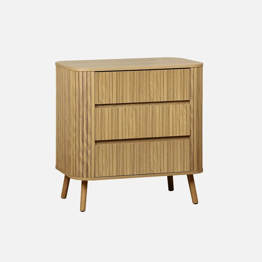 sweeek Grooved Decor Dresser 3 Drawers in Light Brown 4