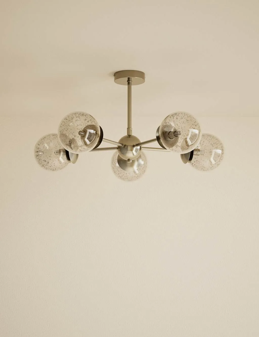 M&S Sputnik Bubble Glass 5 Arm Flush Ceiling Light Champagne