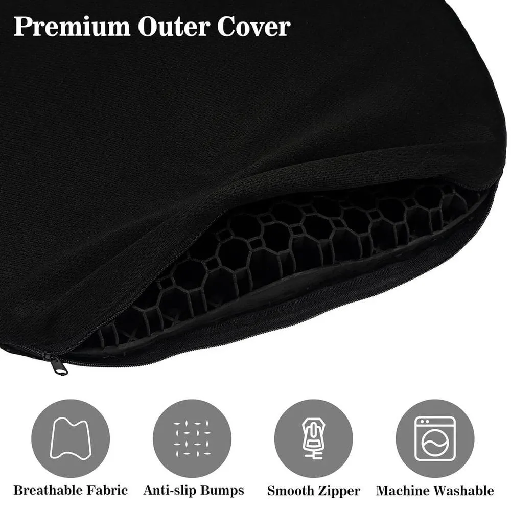 FLAVORA Waterproof Anti‑Slip Gel Seat Cushion in Black