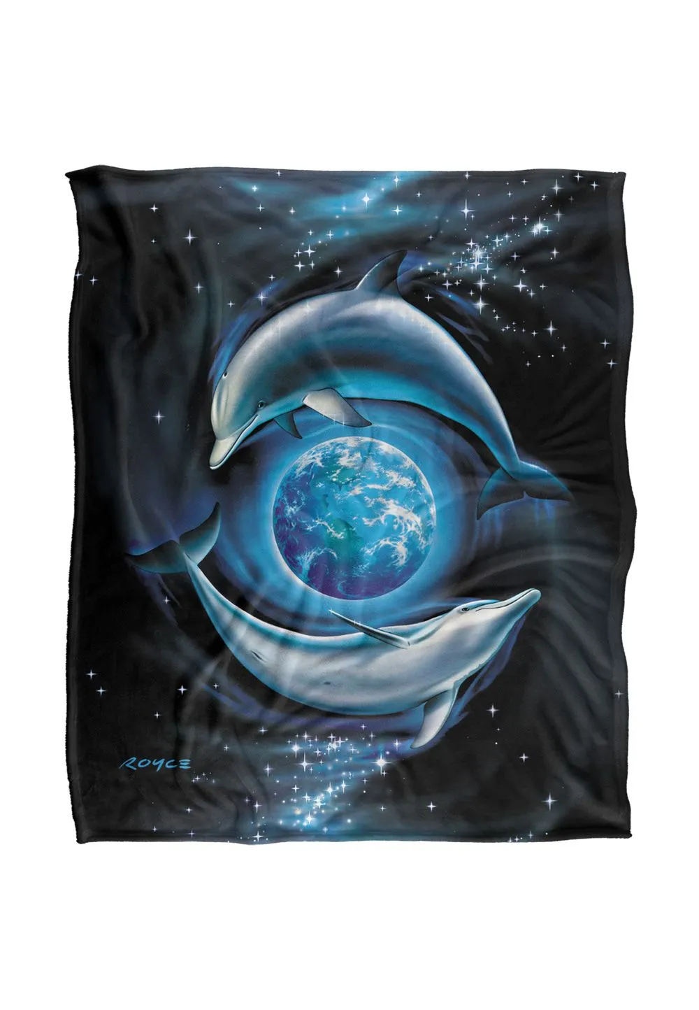 JQ Licensing Royce Mcclure Dolphin Planet Silky Touch Super Soft Throw Blanket 152 X 127 cm in White