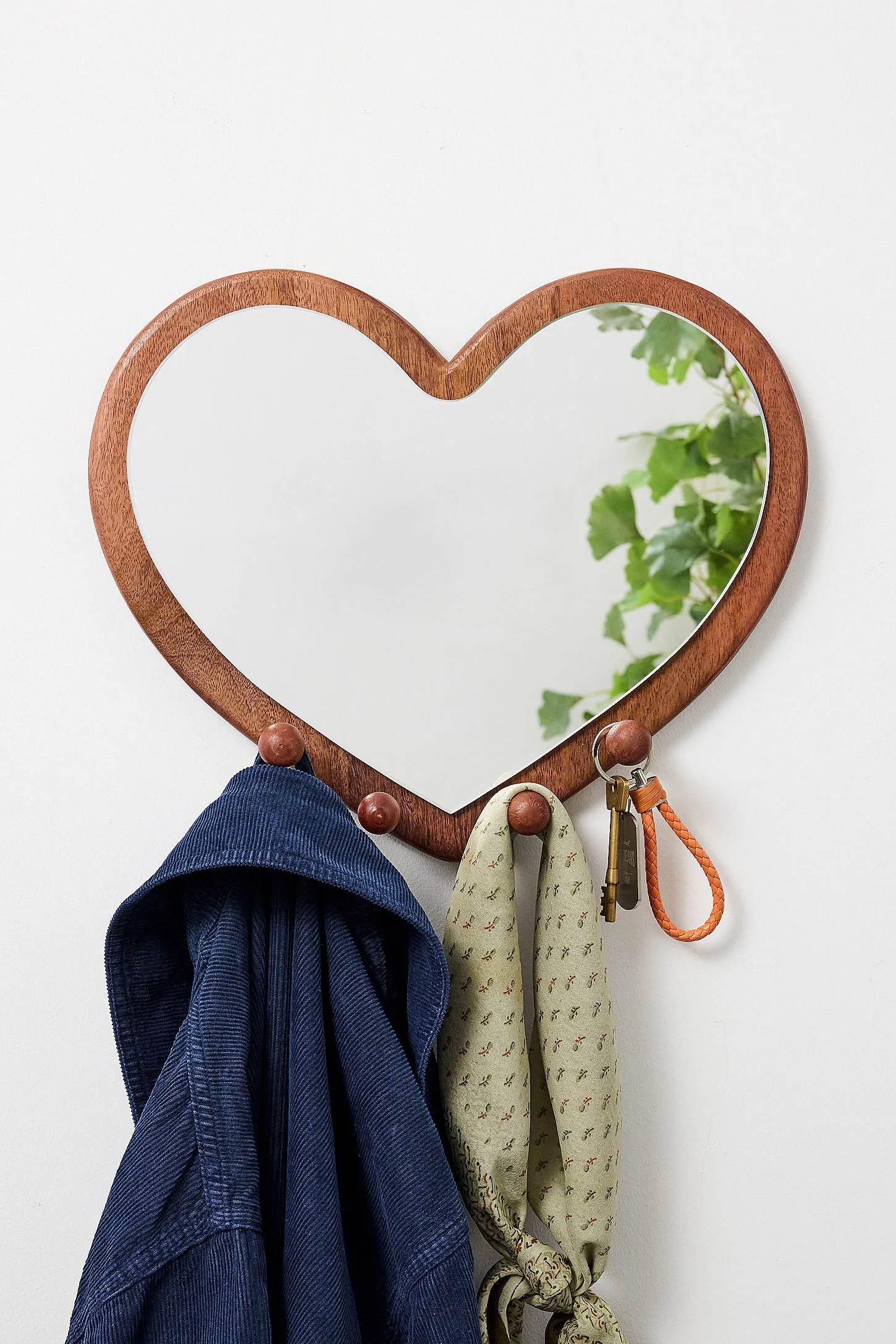 Heart Mirror Hook - Brown
