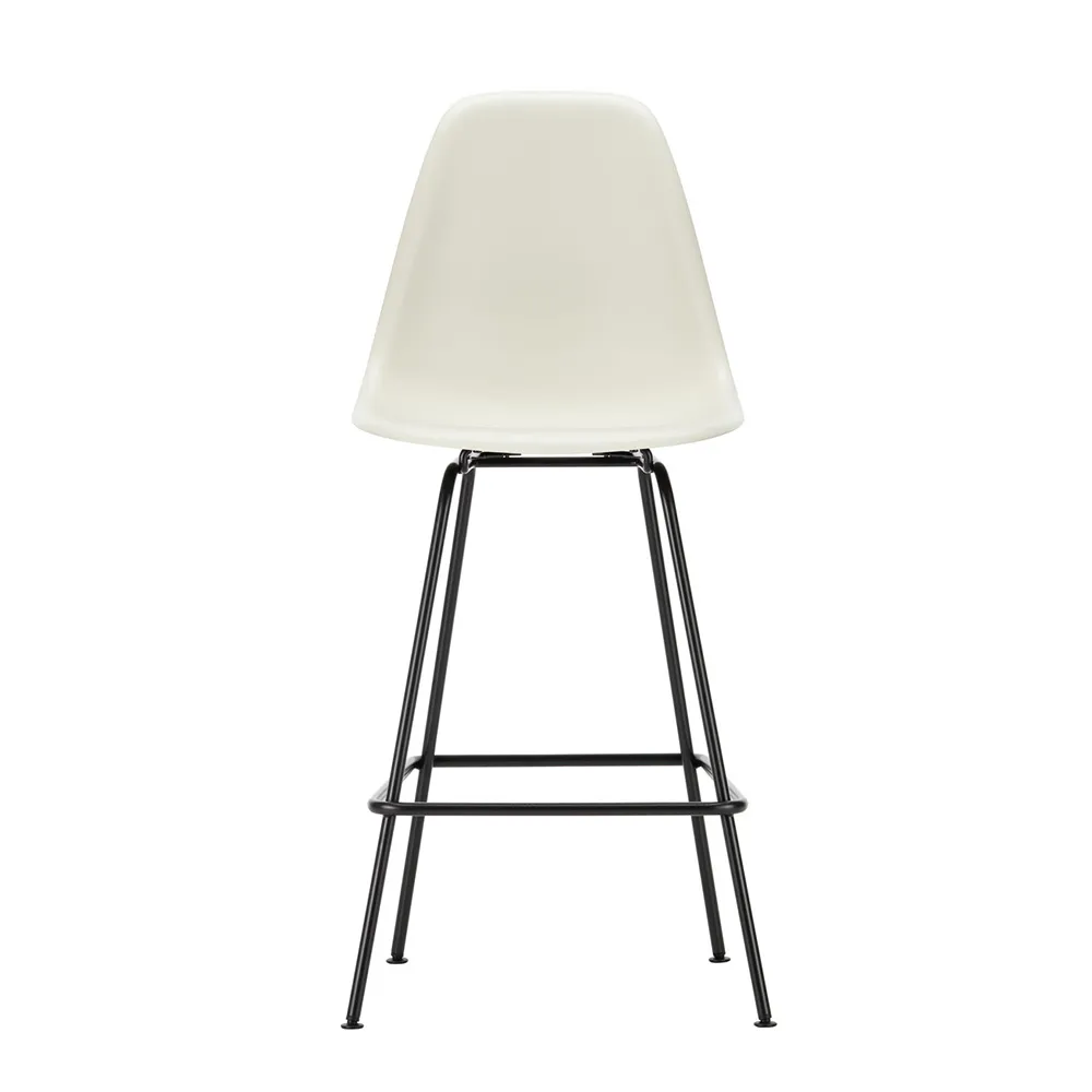 Vitra Eames Plastic Stool RE Medium Pebble Basic Dark Powdered Legs 1