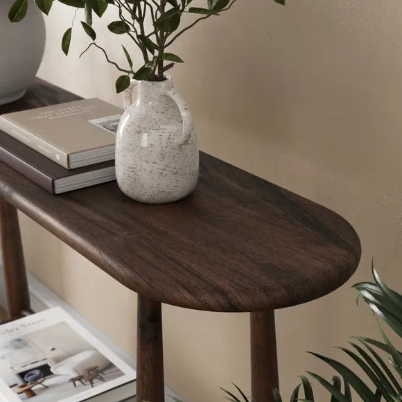 Haider Console Table with Shelf, Acacia Wood 2