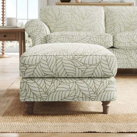 Flori Woven Leaf Fabric Footstool 3