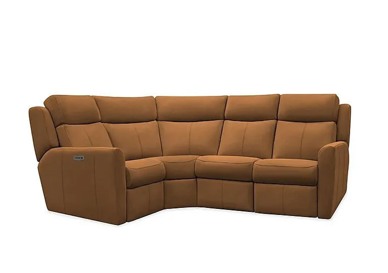 Wren Small Leather Power Recliner Left Hand Facing Corner Sofa with Power Headrests and Power Lumbar - Cambridge Tan