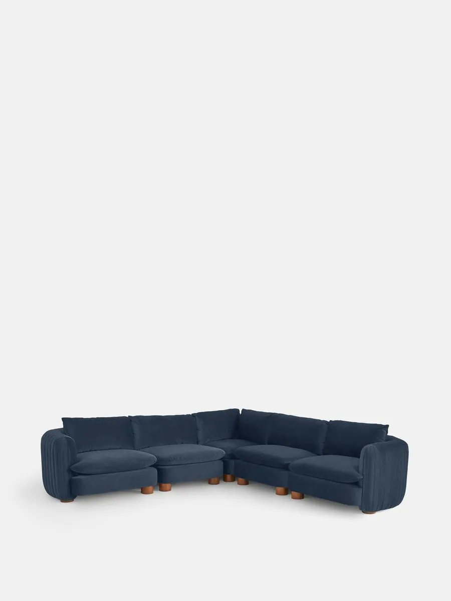 Vivienne Modular Corner Sofa, Velvet Grey Blue