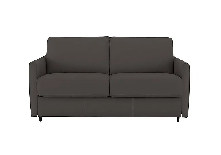 Alcova 2 Seater Leather Sofa Bed with Slim Arms - Torello Grigio Scuro