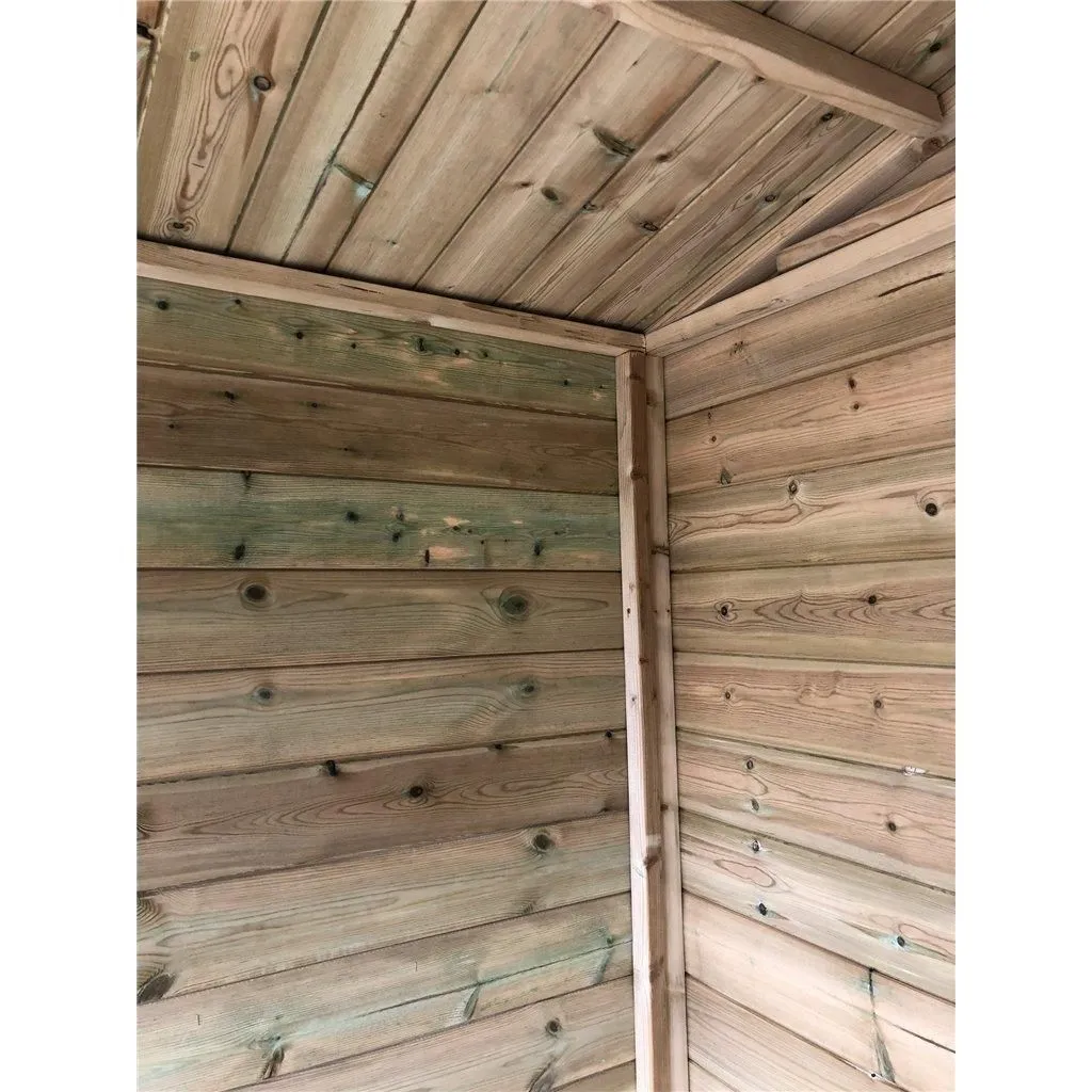 Marlborough 15x30 Pressure Treated Apex Summerhouse with Long Windows & Verandah in Natural 4