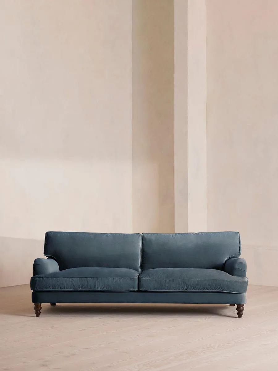 Arundel Four Seater Sofa, Velvet, Grey Blue