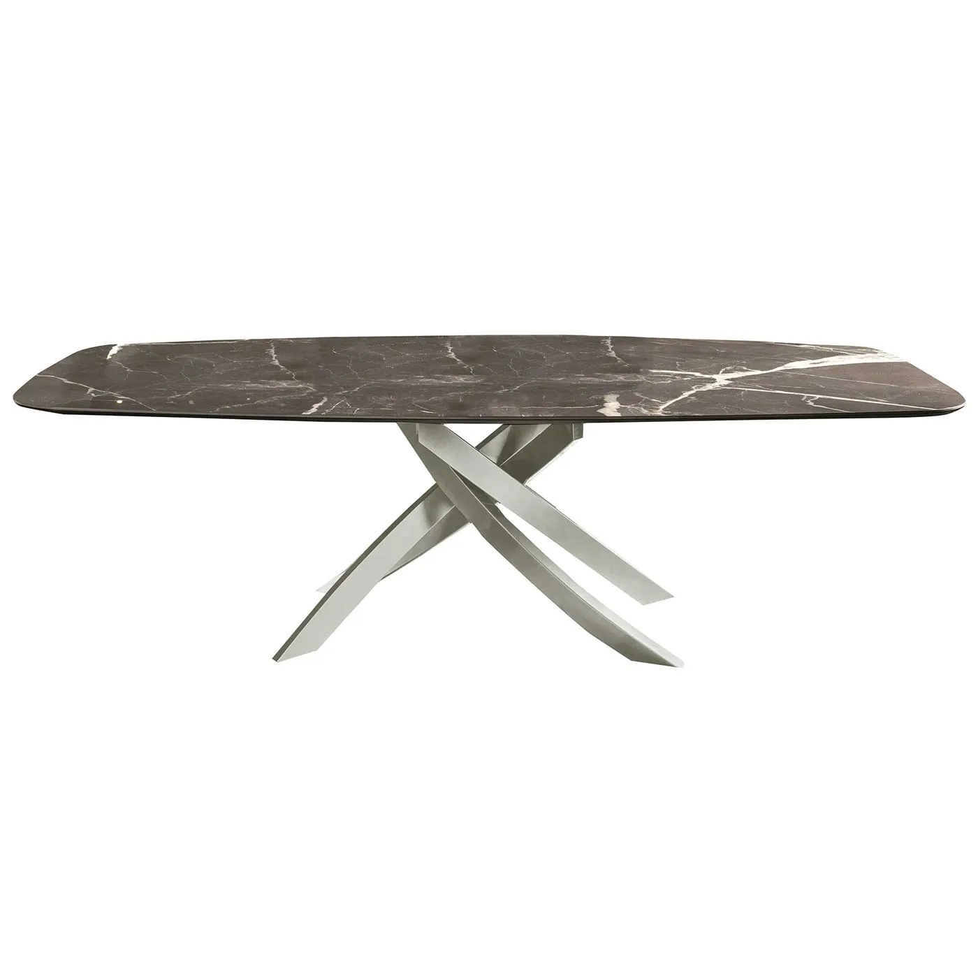 Bontempi Artisitico Dining Table, Marble grey white and light grey base