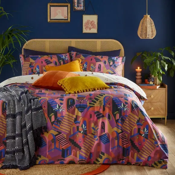 Furn. Eivissa Magenta Duvet Cover and Pillowcase Set 1