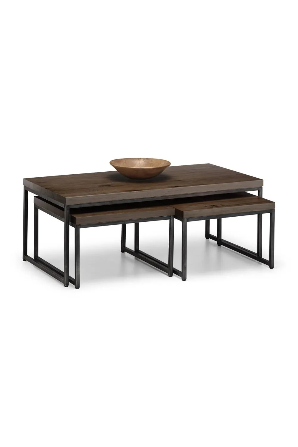 Julian Bowen Brooklyn Rectangular Coffee Table with 2 Nesting Tables in Dark Brown 3