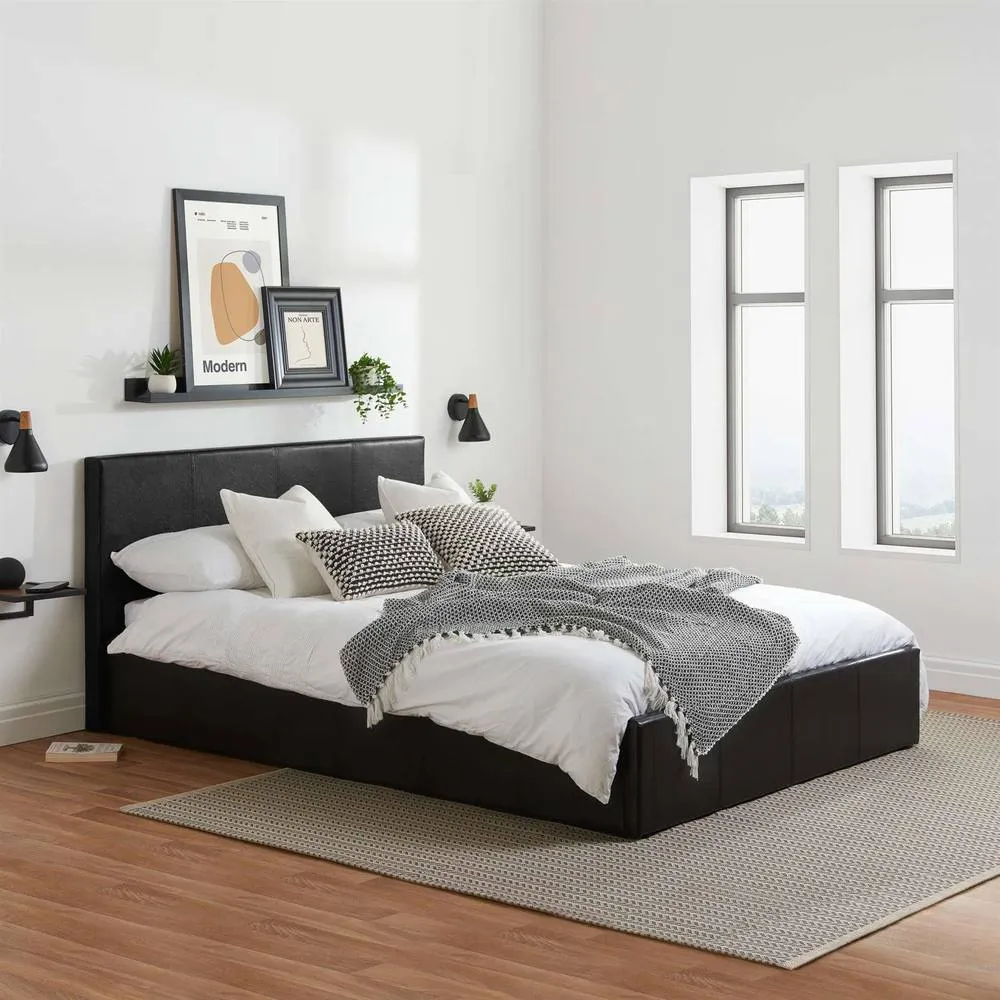 Birlea Berlin Black Ottoman Bed Faux Leather