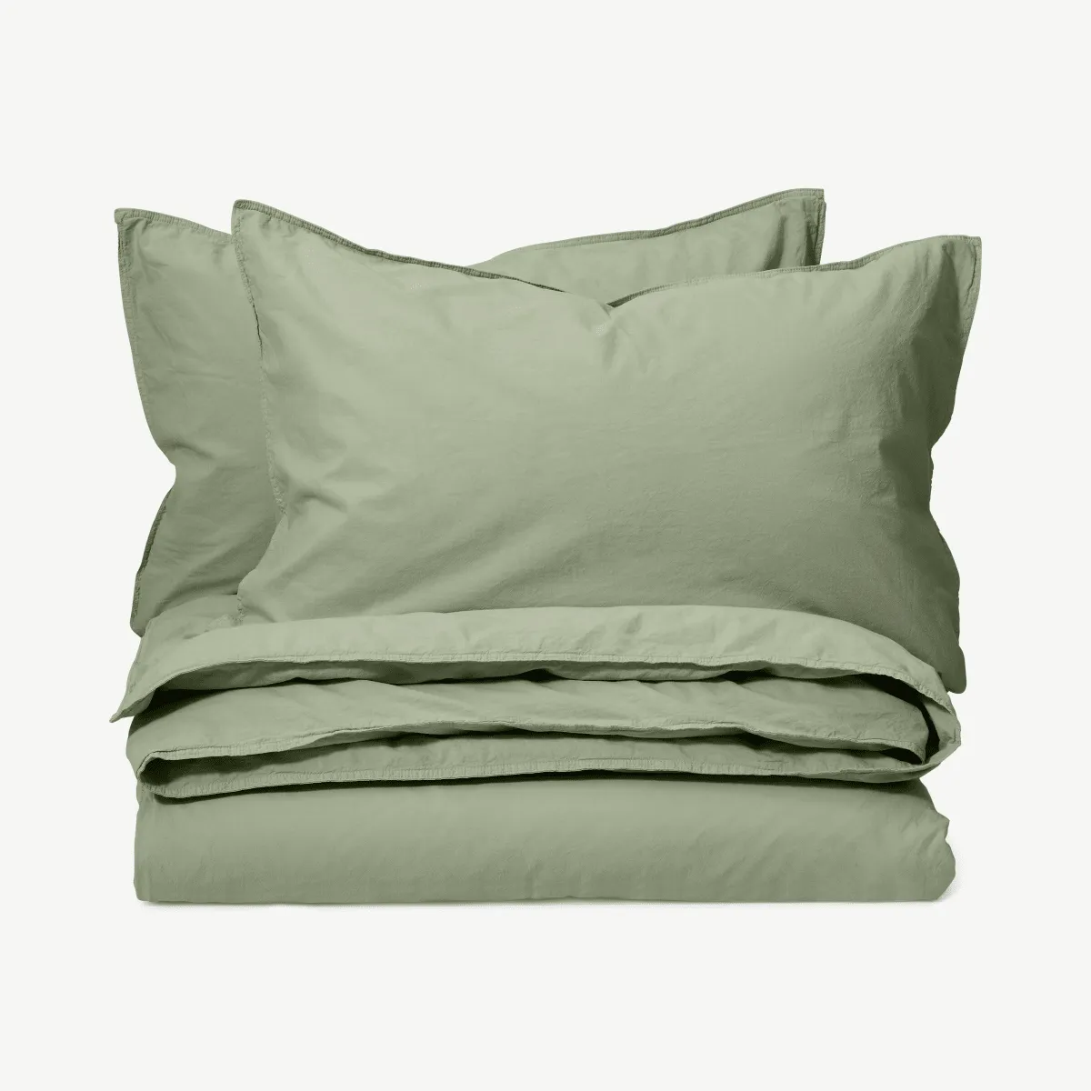 Alexia 100% Stonewashed Cotton Duvet Cover + 2 Pillowcases, King, Soft Green