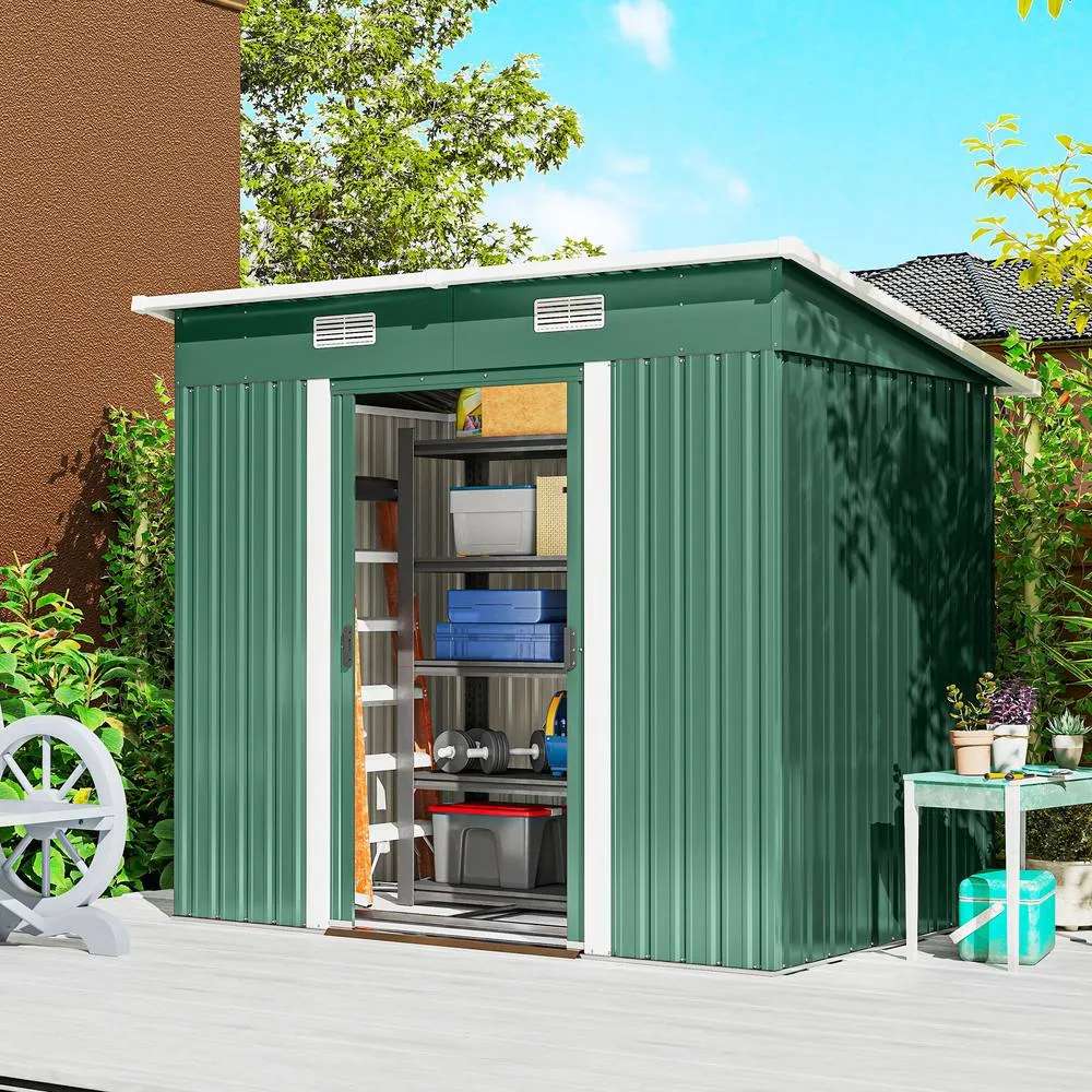 OUTSUNNY 7 x 4ft Outdoor Garden Storage Shed for Garden Green