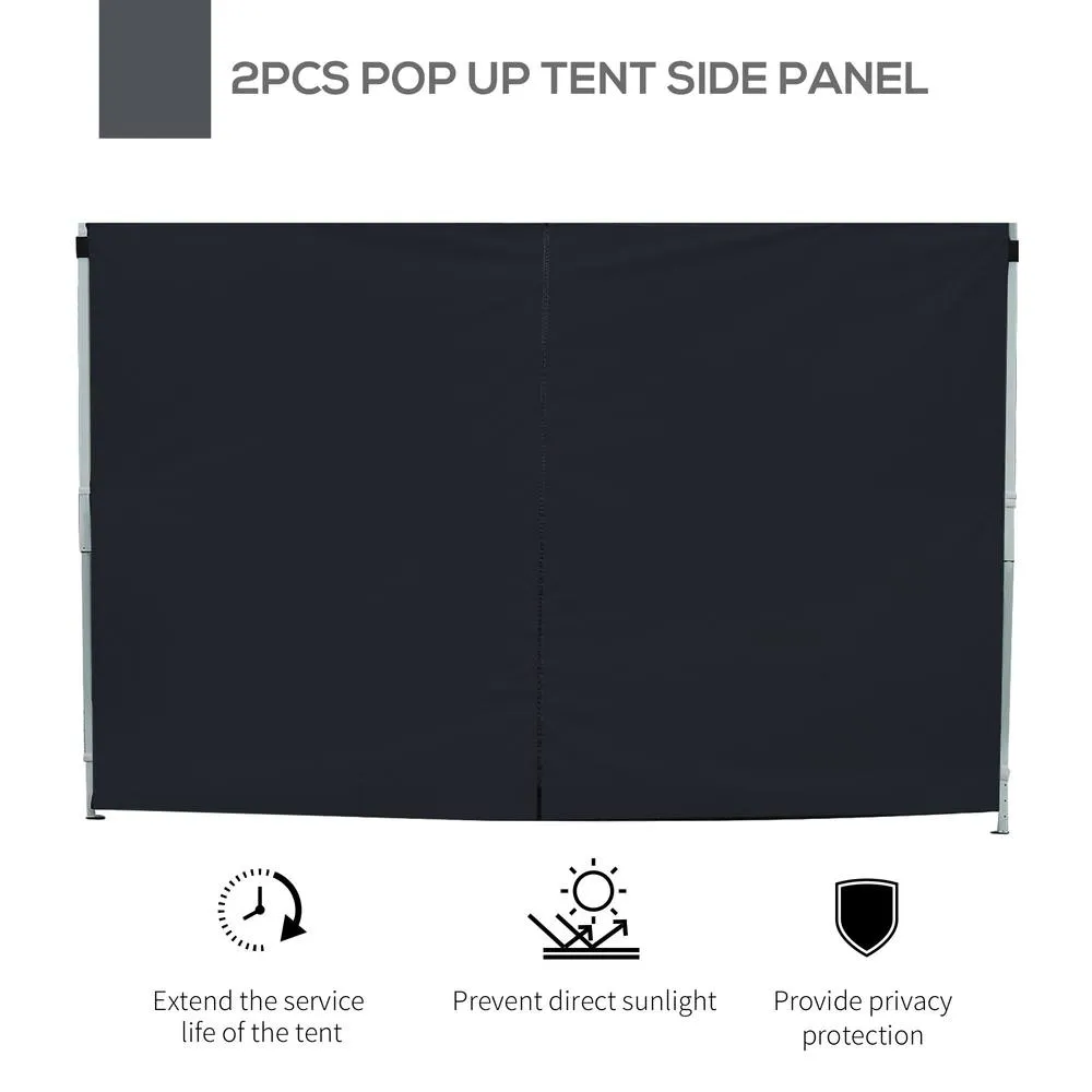 OUTSUNNY Gazebo Replacement Exchangeable Side Wall Panels w/ Window in Black 4