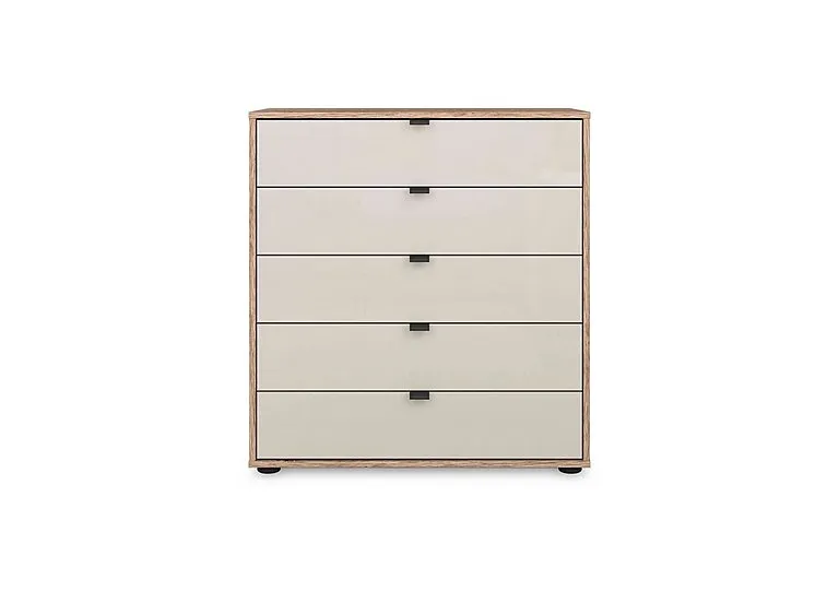 Hong Kong 80cm 5 Drawer Chest with Glass Drawers - Champagne