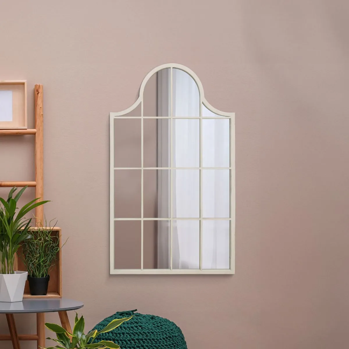 MirrorOutlet White Metal Framed Arched Wall Mirror 41" X 24" (104CM X 62CM) 6