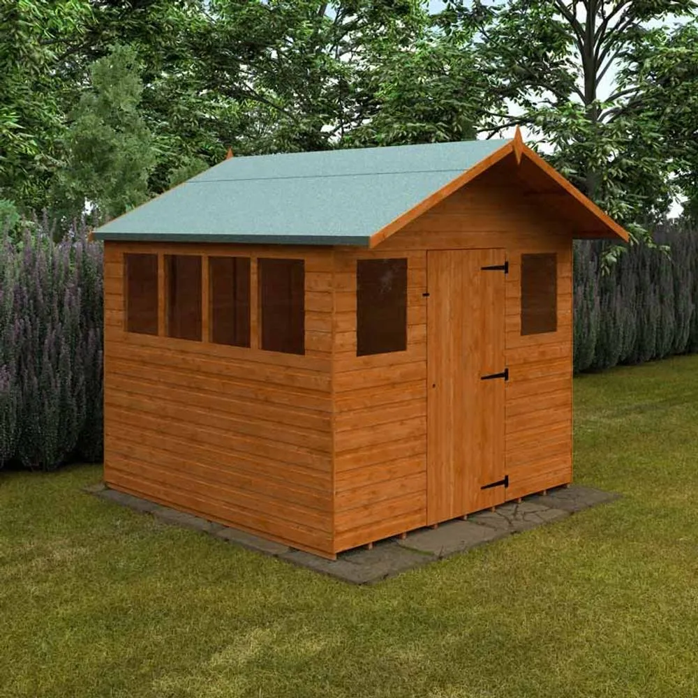 Buttercup Farm 8 x 8 Feet Cabin 12mm Shed - Solid Wood/Softwood/Pine in Burnt Orange 2