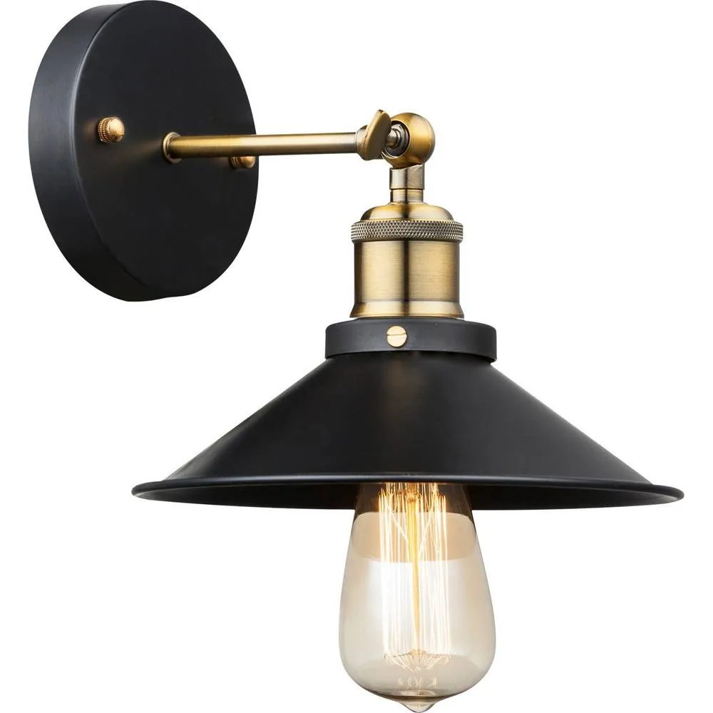 Netlighting Lenius Dome Wall Lamp BrassColoured 1x E27 in Black