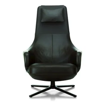 Vitra Repos Armchair Premium Leather Jade Powder Coated Base Glides for Hard Floor