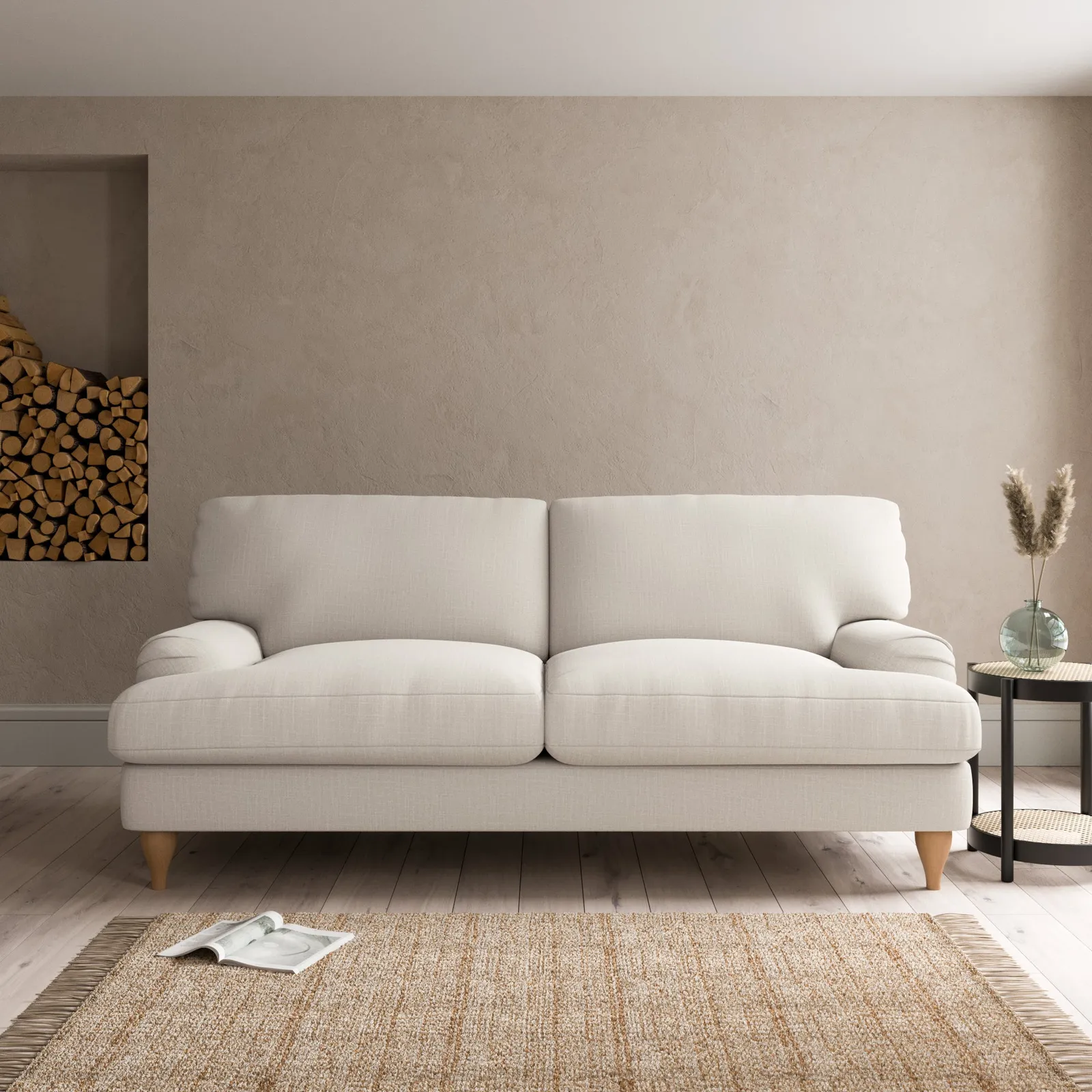 Darwin Slub Cotton Blend 3 Seater Sofa Slub Cotton Sandstone