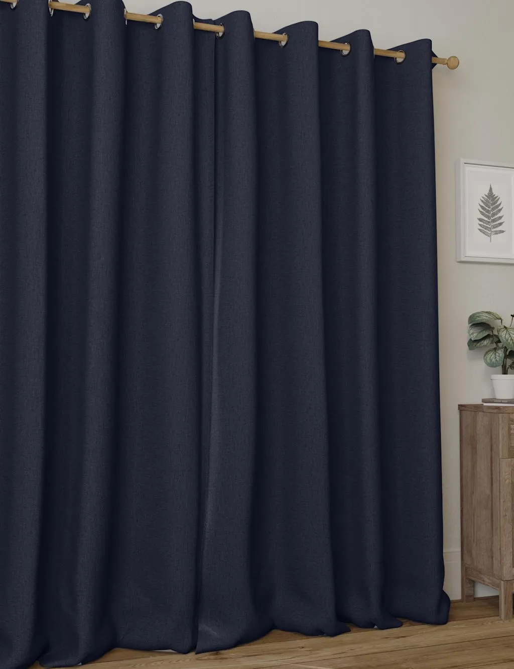M&S Brushed Eyelet Blackout Thermal Curtains Navy