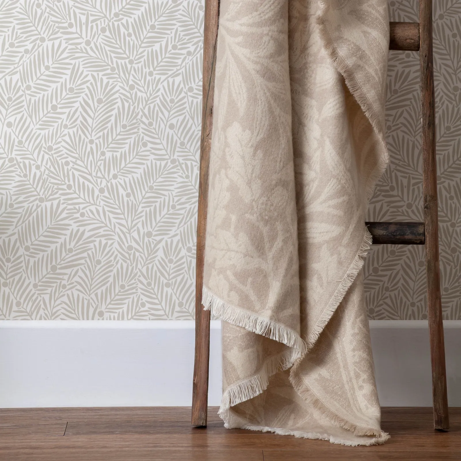 Morris & Co Acorn Tonal Jacquard Throw in Beige