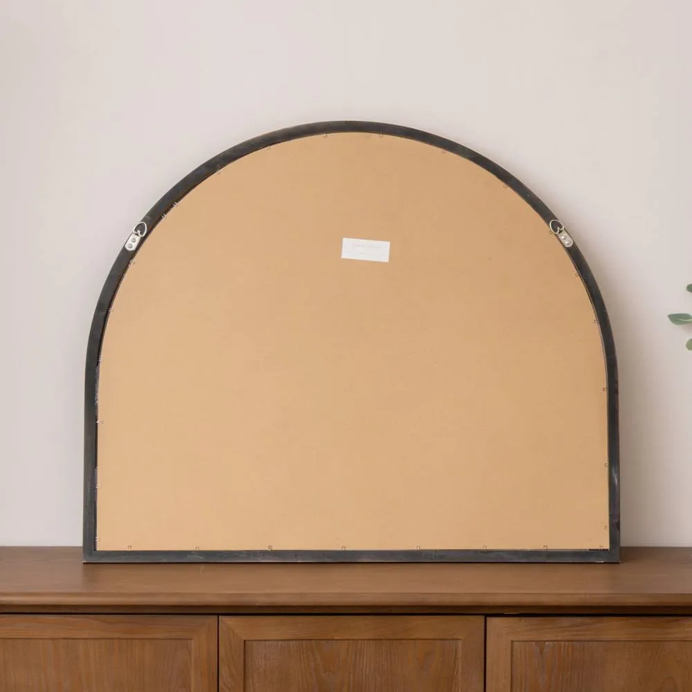 Melody Maison Dark Wood Framed Arched Wall & Mantel Mirror - 90cm X 75cm - Ashwell Range in Brown 6