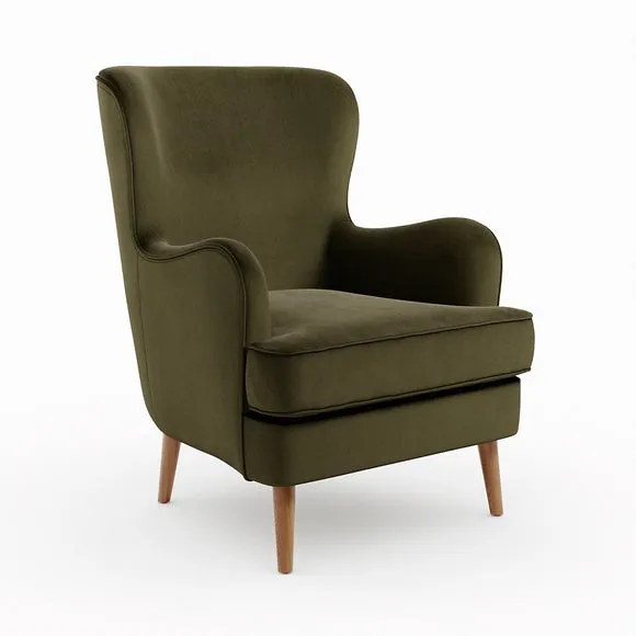 Leo Velvet High Back Winged Armchair 6