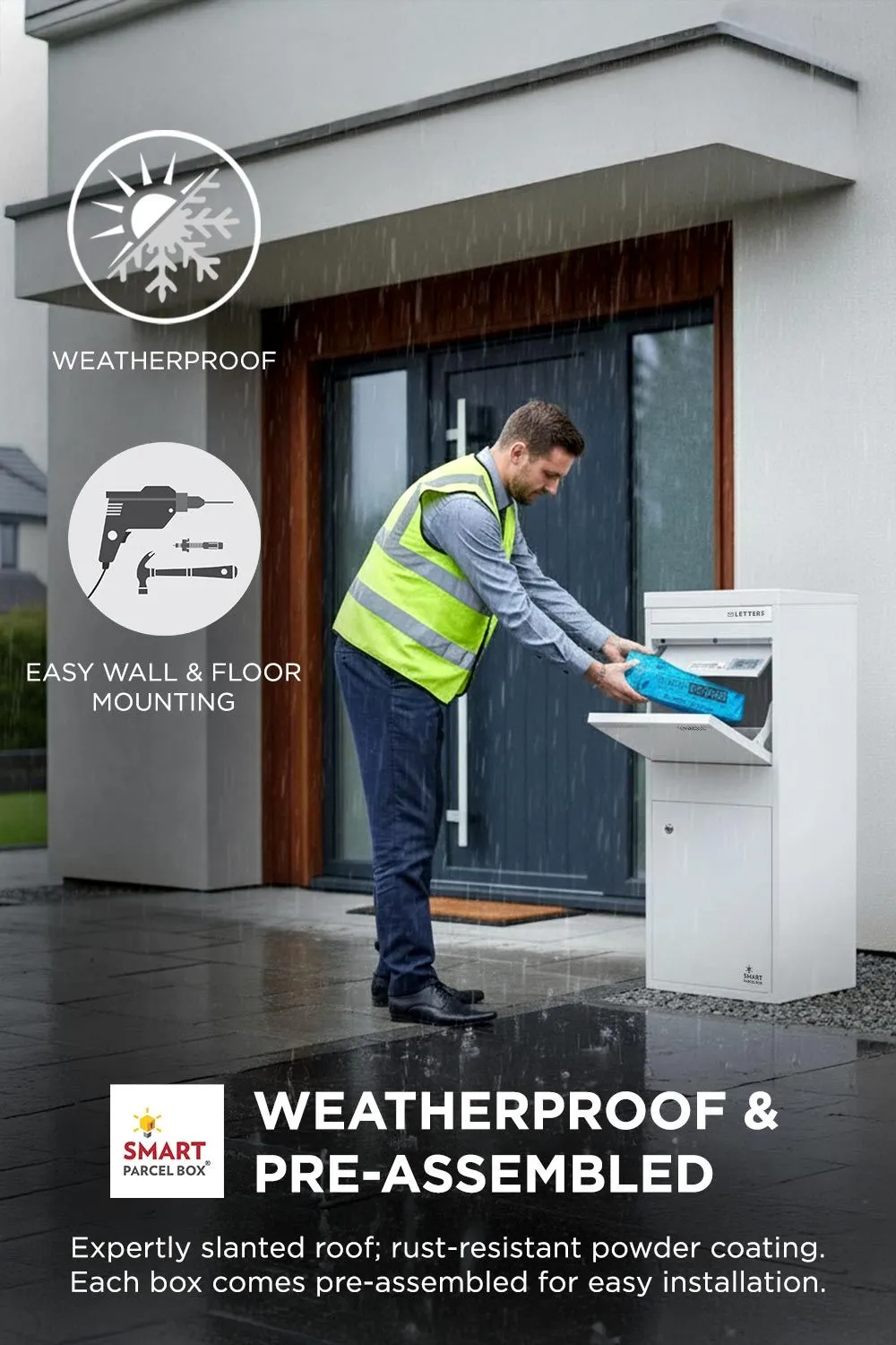 Homescapes Smart Parcel Box® Large Front Access Secure Delivery Box in White 4