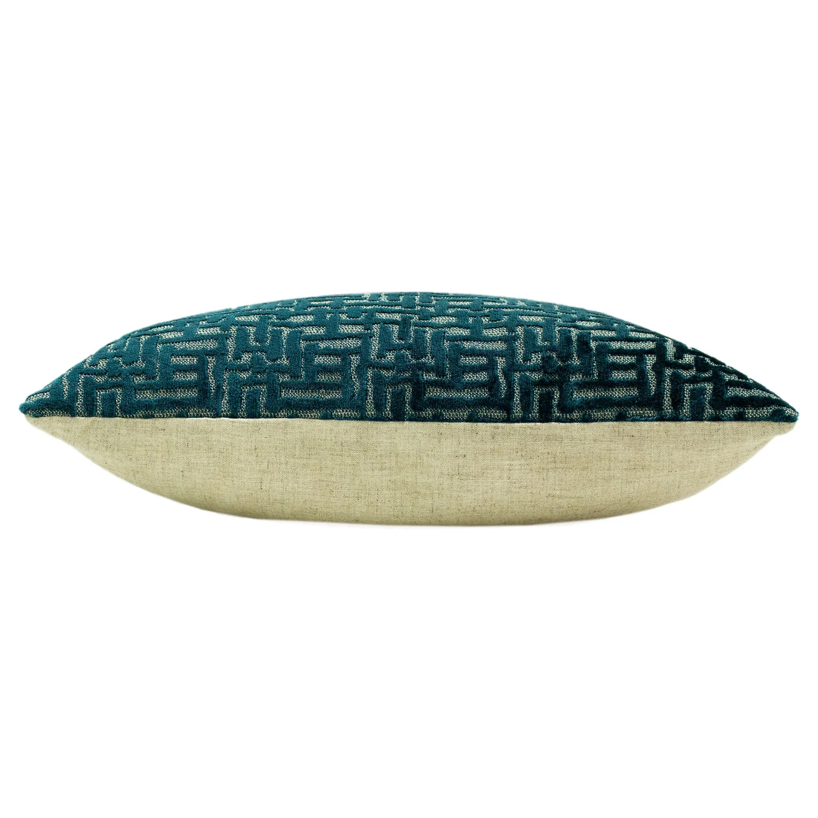 Paoletti Delphi Maze Cut Velvet Cushion in Teal 4
