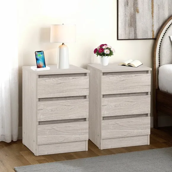 Set of 2 Walker 3 Drawer Bedside Tables