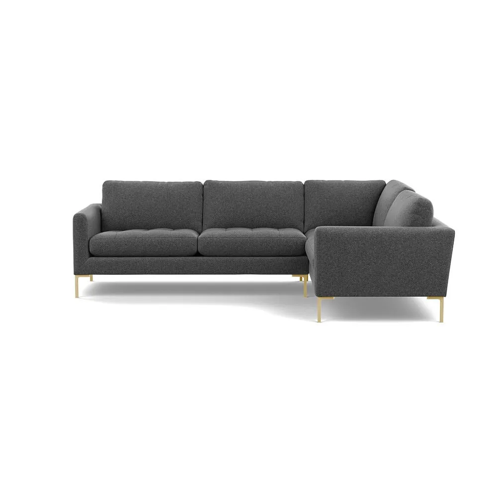 Heal's Eton Right Hand Facing Corner Sofa Melton Wool Granite Brass Feet 1