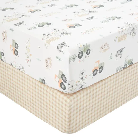 Set of 2 Farmyard Friends 100% Cotton Fitted Sheets 3