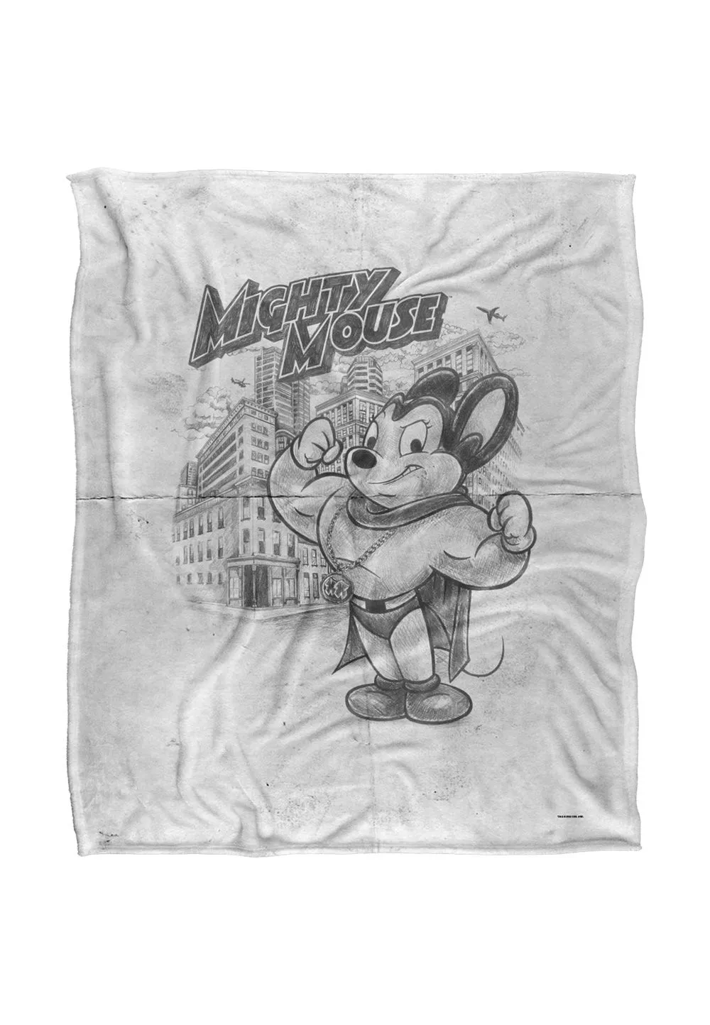 ViacomCBS/Nickelodeon Mighty Mouse Sketch Silky Touch Super Soft Throw Blanket 152 X 127 cm in White
