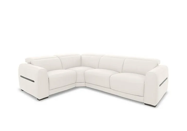 Edison Small Leather Left Hand Facing Corner Sofa - Star White