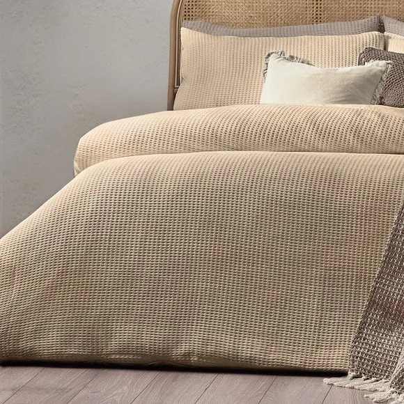 Yard Chunky Waffle 100% Cotton Duvet Cover & Pillowcase Set 3