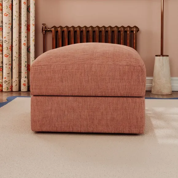 Hattie Slub Faux Linen Storage Footstool 2