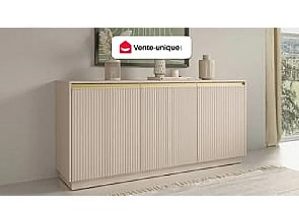 Vente-unique Buffet With 3 MDF Doors - Beige & Gold - POSINIA 4