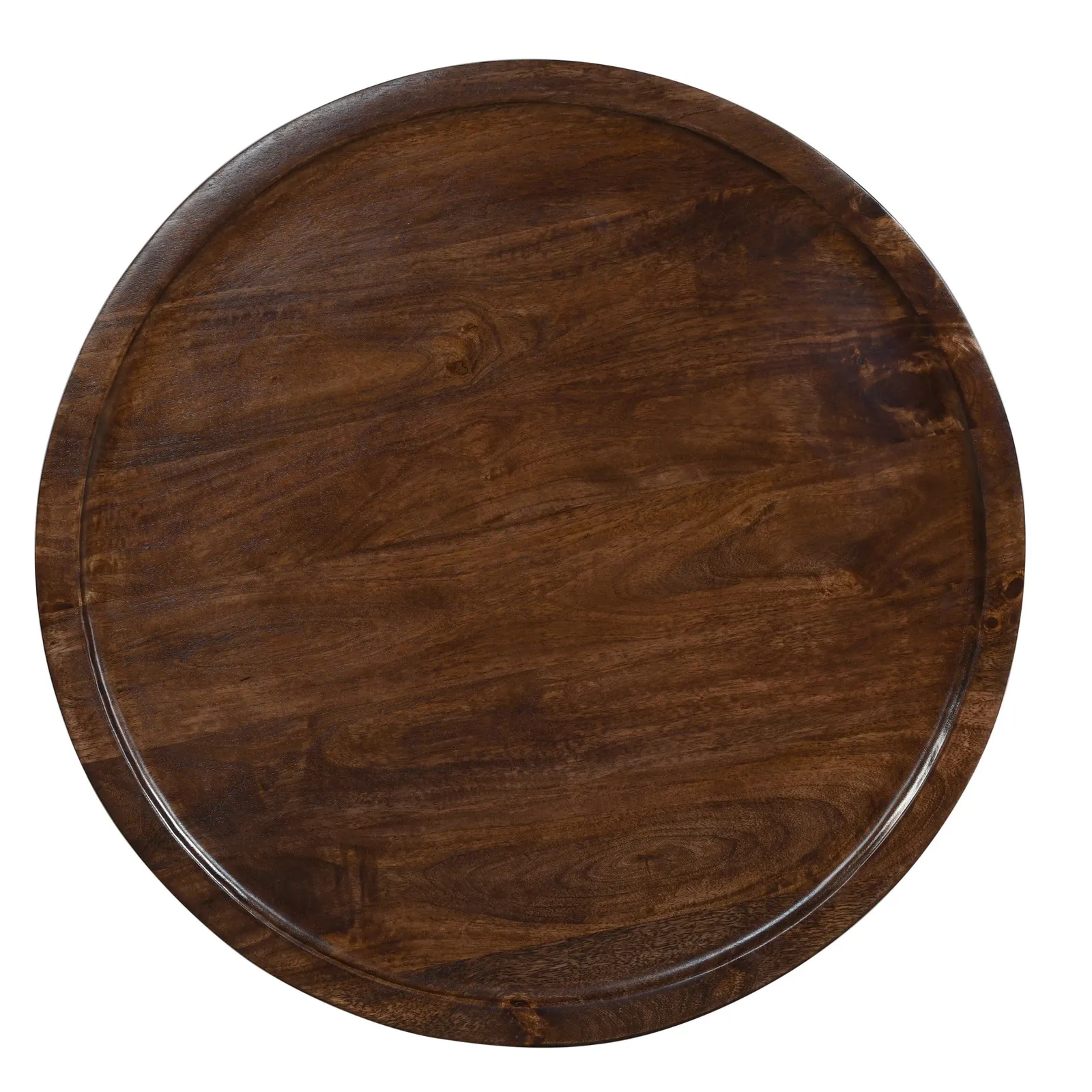 IH Design Dark Mango Wood Round Low Coffee Table in Brown 4