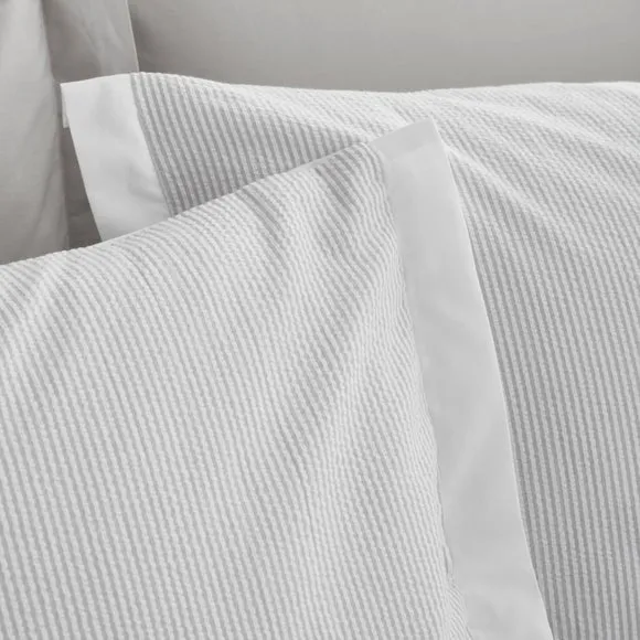 Bianca Seersucker Woven Stripe 100% Cotton Duvet Cover & Pillowcase Set 4