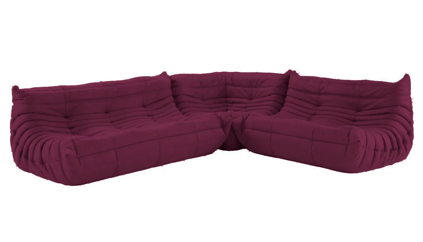 Ligne Roset Togo Modular Corner Alcantara Aubergine 1