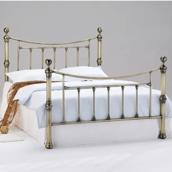 Charlotte Metal Double Bed In Antique Brass