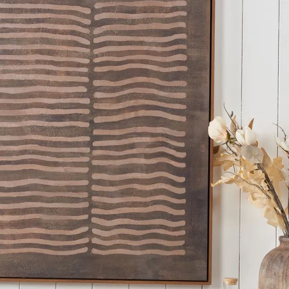 Brown & Natural Linear Design Framed Canvas 2