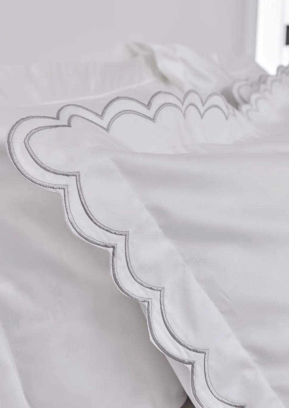 CHRISTY Scallop Edge Cotton Sateen Duvet Sets in Grey 5