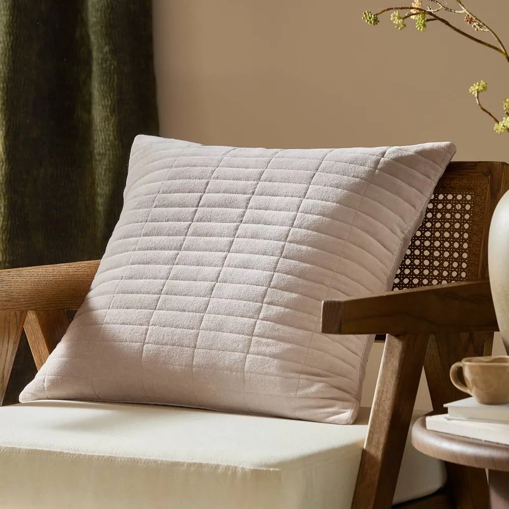 Yard Dales Quilted 100% Cotton Velvet Cushion in Natural