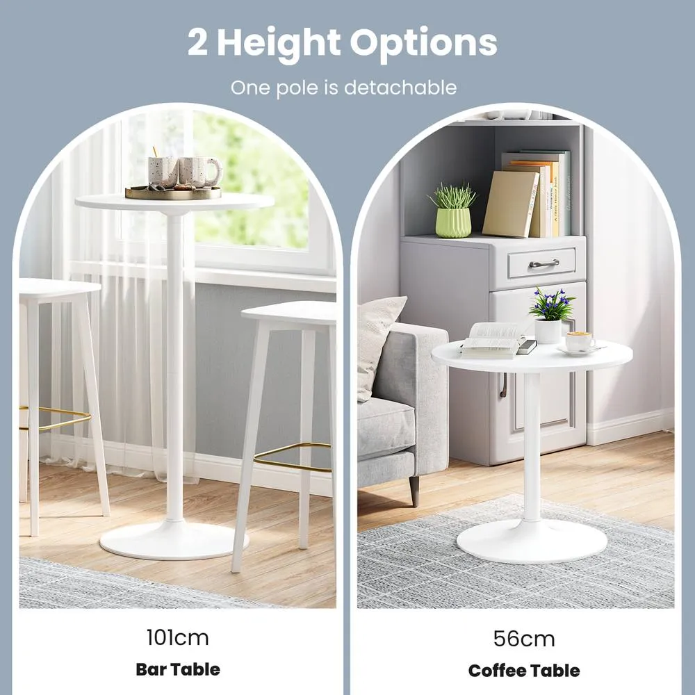 Costway 2 Pcs Round Bar Table Bistro Pub Table with Adjustable Height in White 2