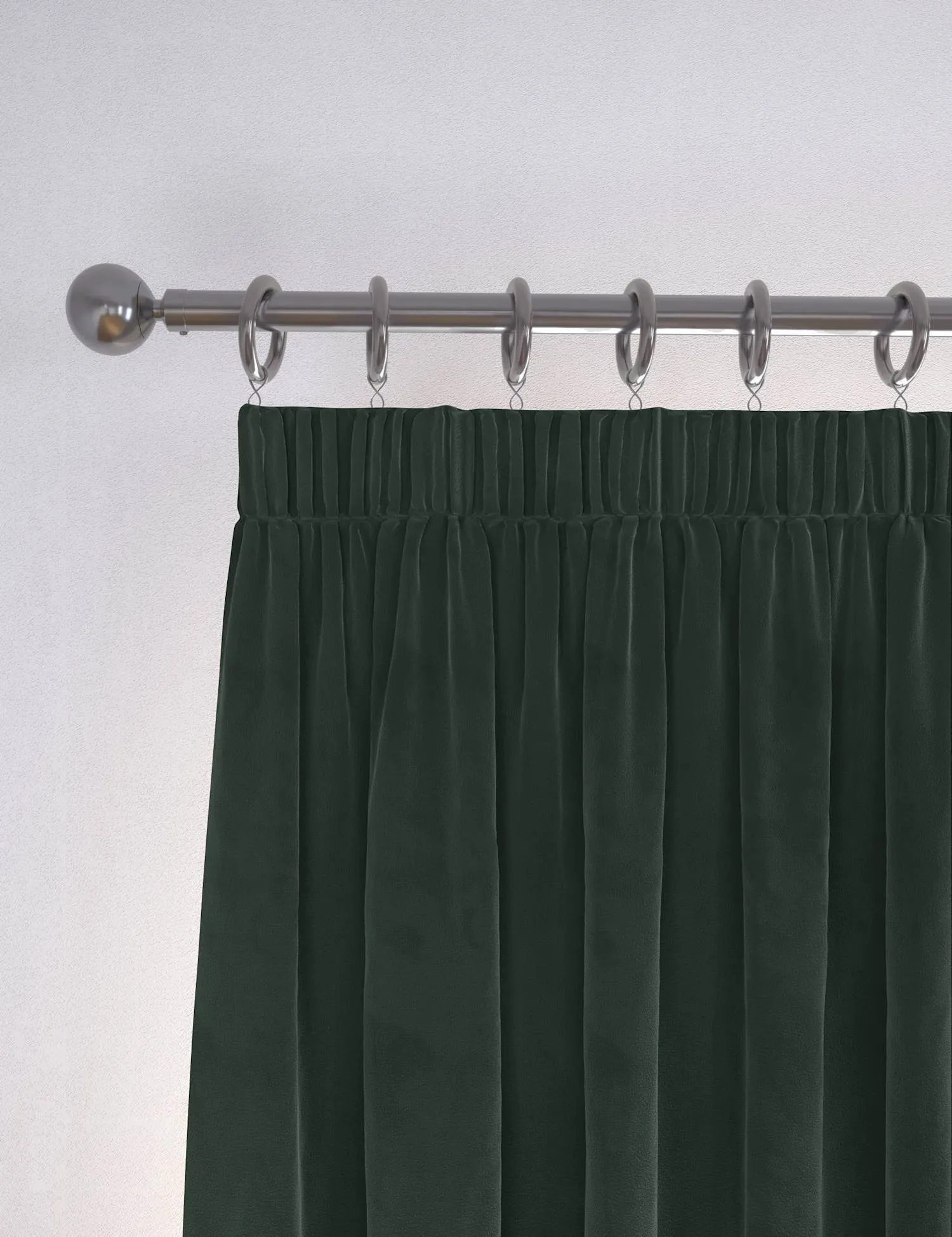 M&S Velvet Pencil Pleat Curtains Forest Green