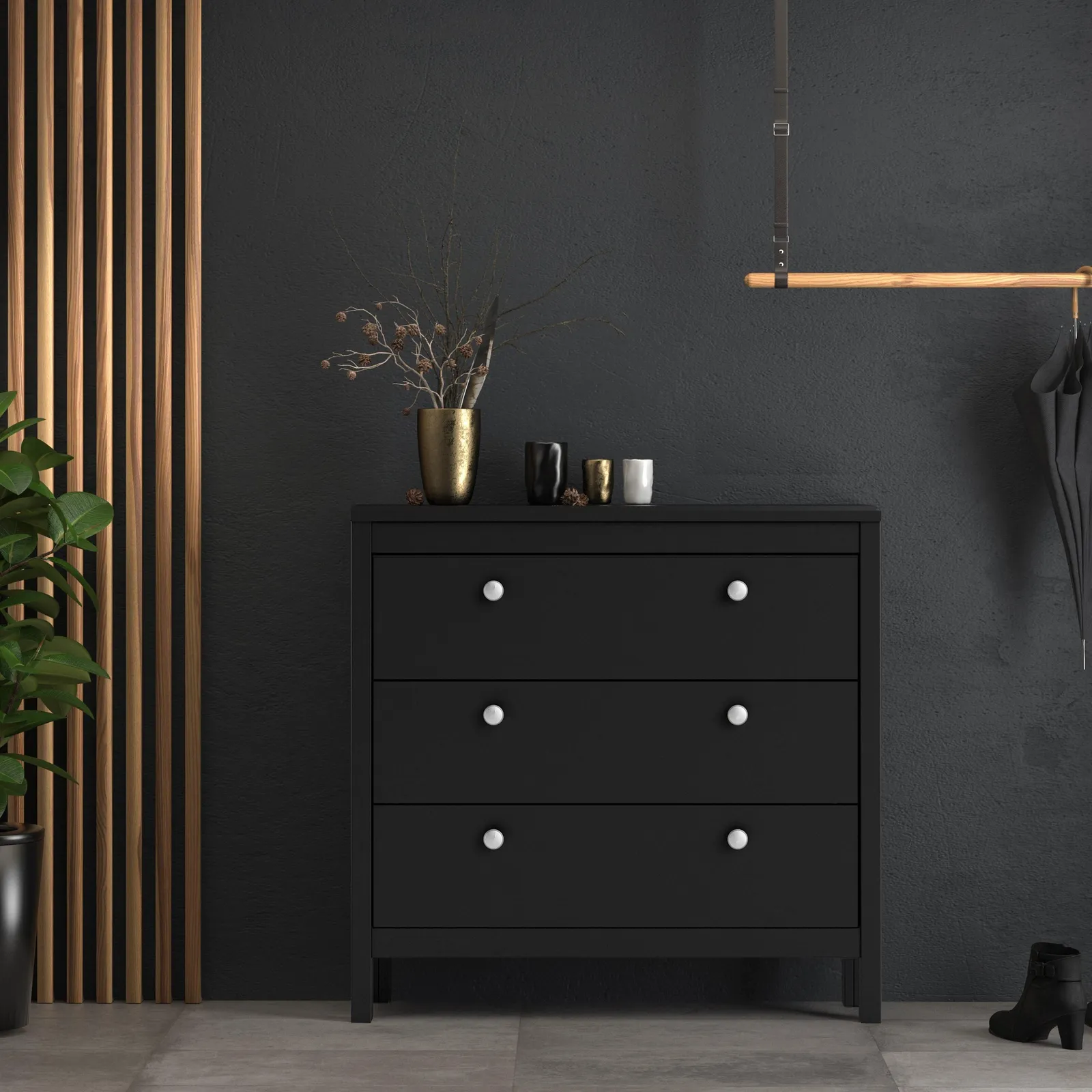 Furniture To Go Madrid Chest 3 Drawers in Black 5